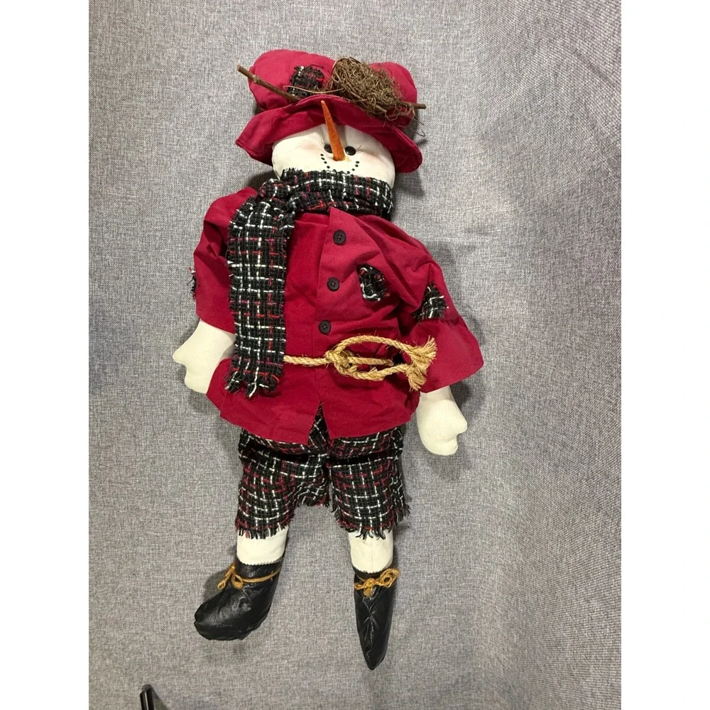 VTG Primitive Snowman Plush Doll 36